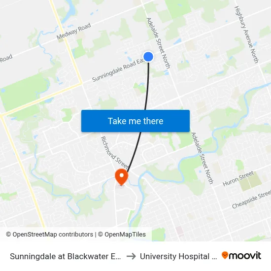 Sunningdale at Blackwater Eb - #2699 to University Hospital - LHSC map