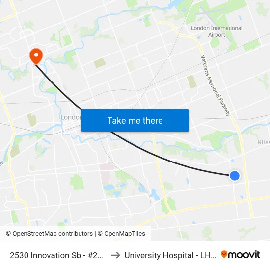 2530 Innovation Sb - #2950 to University Hospital - LHSC map