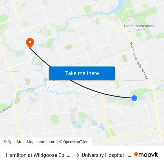 Hamilton at Wildgoose Eb - #2958 to University Hospital - LHSC map