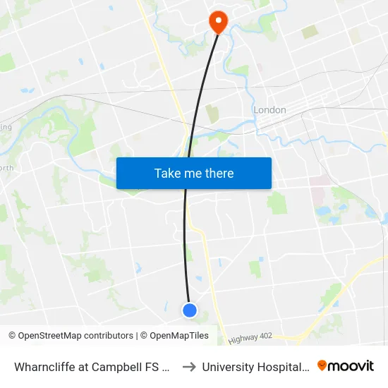 Wharncliffe at Campbell FS Nb - #2894 to University Hospital - LHSC map