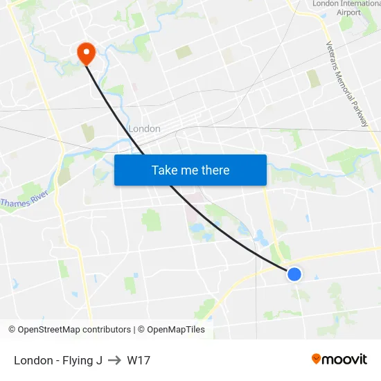 London - Flying J to W17 map