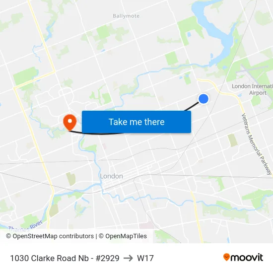 1030 Clarke Road Nb - #2929 to W17 map