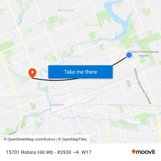 15701 Robins Hill Wb - #2930 to W17 map