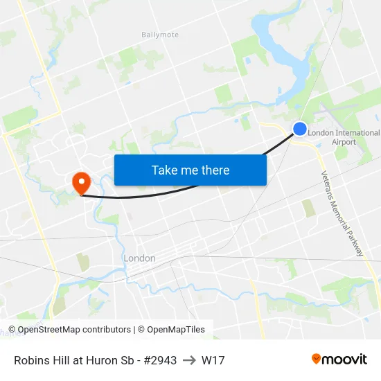 Robins Hill at Huron Sb - #2943 to W17 map