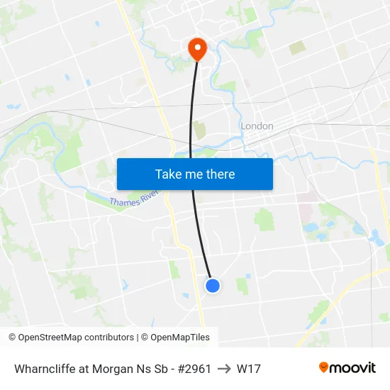 Wharncliffe at Morgan Ns Sb - #2961 to W17 map