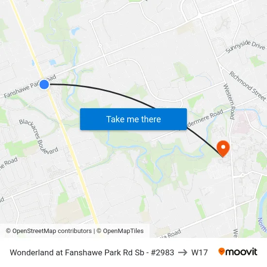 Wonderland at Fanshawe Park Rd Sb - #2983 to W17 map