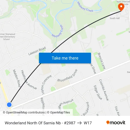 Wonderland North Of Sarnia Nb - #2987 to W17 map