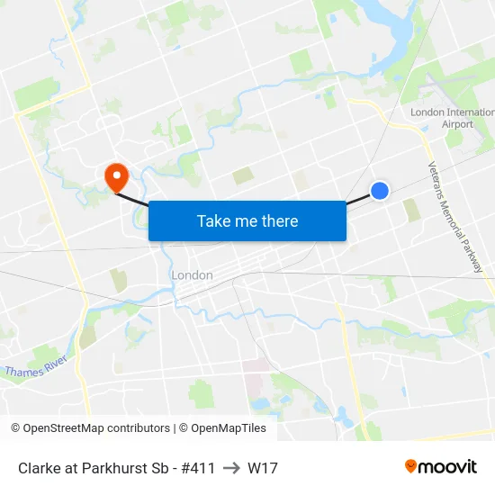 Clarke at Parkhurst Sb - #411 to W17 map