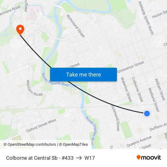 Colborne at Central Sb - #433 to W17 map