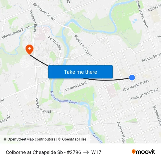 Colborne at Cheapside Sb - #2796 to W17 map
