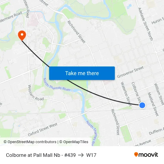 Colborne at Pall Mall Nb - #439 to W17 map