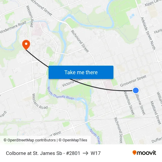 Colborne at St. James Sb - #2801 to W17 map
