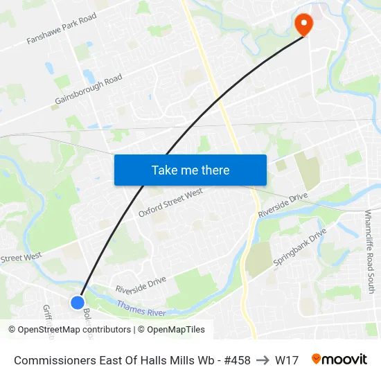 Commissioners East Of Halls Mills Wb - #458 to W17 map