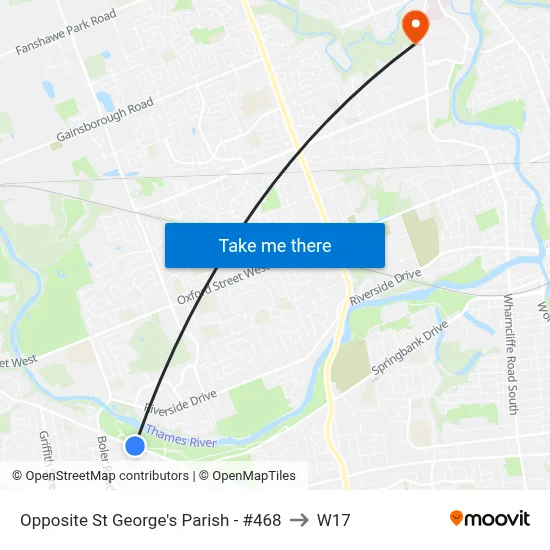 Opposite St George's Parish - #468 to W17 map