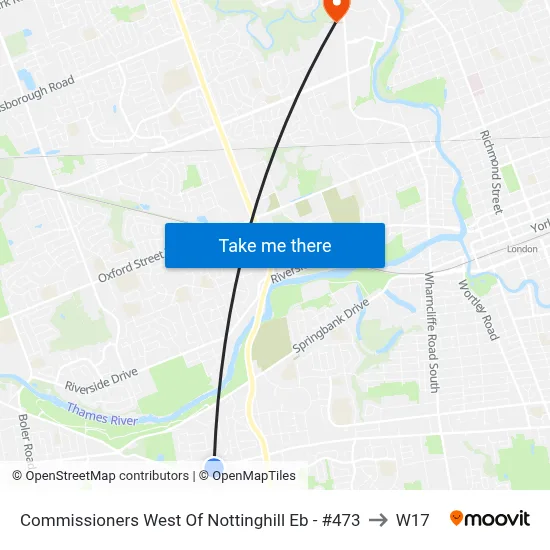 Commissioners West Of Nottinghill Eb - #473 to W17 map
