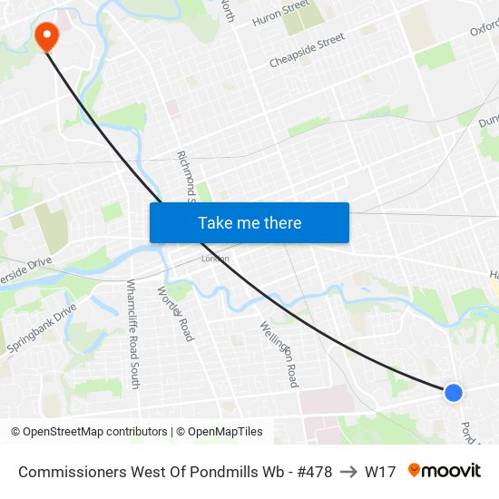 Commissioners West Of Pondmills Wb - #478 to W17 map