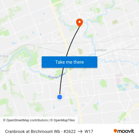 Cranbrook at Birchmount Wb - #2622 to W17 map