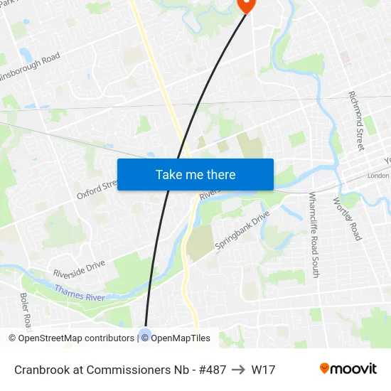 Cranbrook at Commissioners Nb - #487 to W17 map