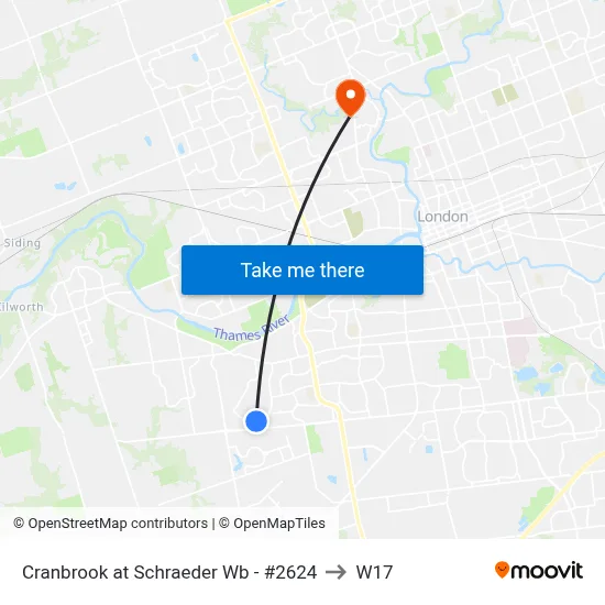 Cranbrook at Schraeder Wb - #2624 to W17 map