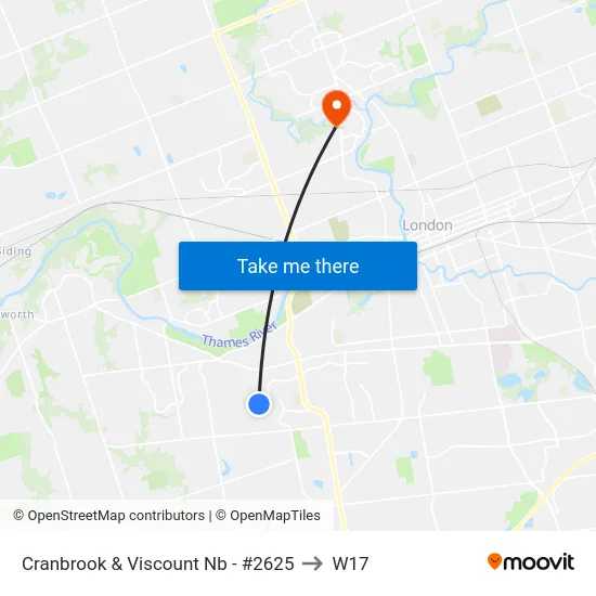 Cranbrook & Viscount Nb - #2625 to W17 map