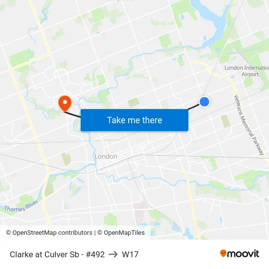 Clarke at Culver Sb - #492 to W17 map