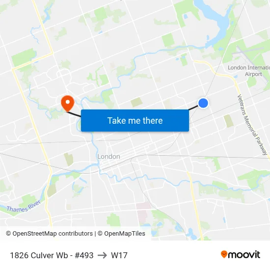 1826 Culver Wb - #493 to W17 map