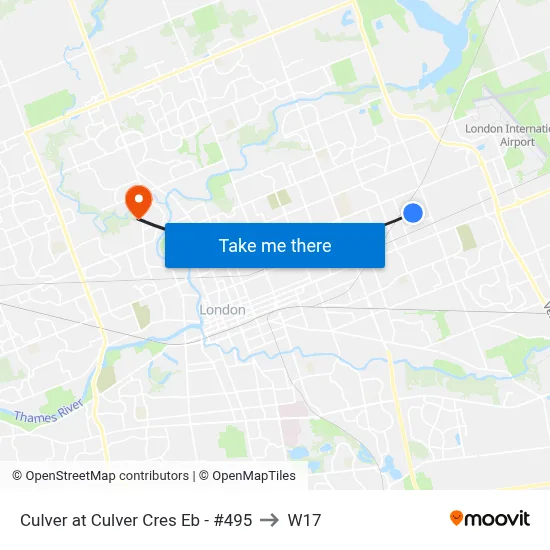 Culver at Culver Cres Eb - #495 to W17 map