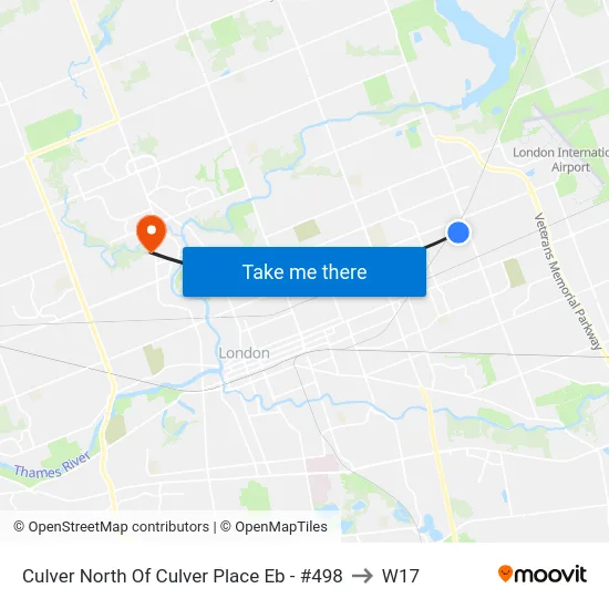 Culver North Of Culver Place Eb - #498 to W17 map