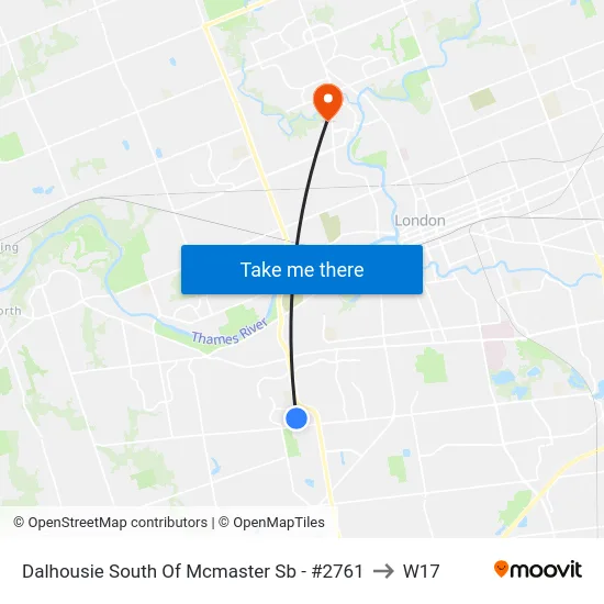 Dalhousie South Of Mcmaster Sb - #2761 to W17 map