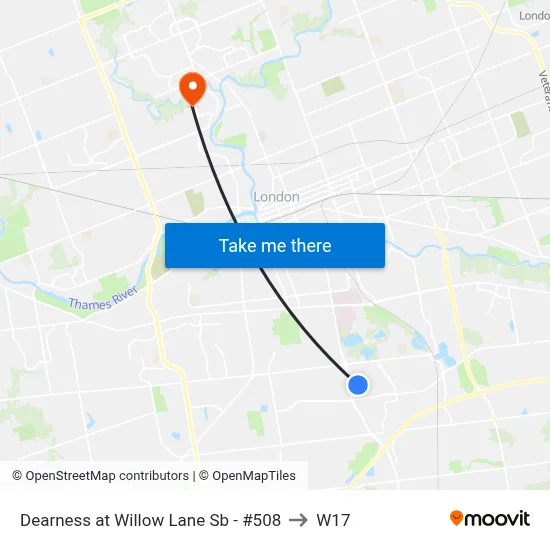Dearness at Willow Lane Sb - #508 to W17 map