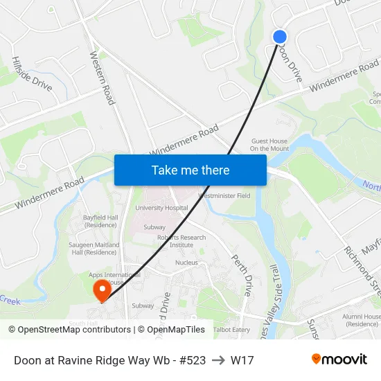Doon at Ravine Ridge Way Wb - #523 to W17 map