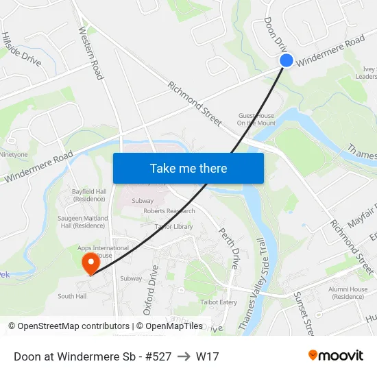 Doon at Windermere Sb - #527 to W17 map
