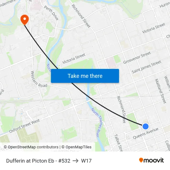Dufferin at Picton Eb - #532 to W17 map