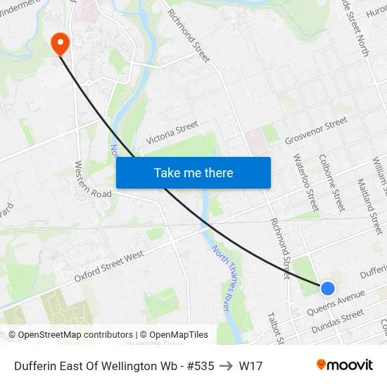 Dufferin East Of Wellington Wb - #535 to W17 map
