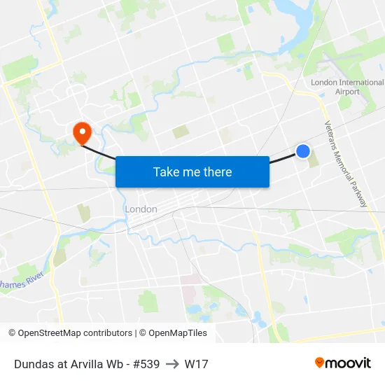 Dundas at Arvilla Wb - #539 to W17 map