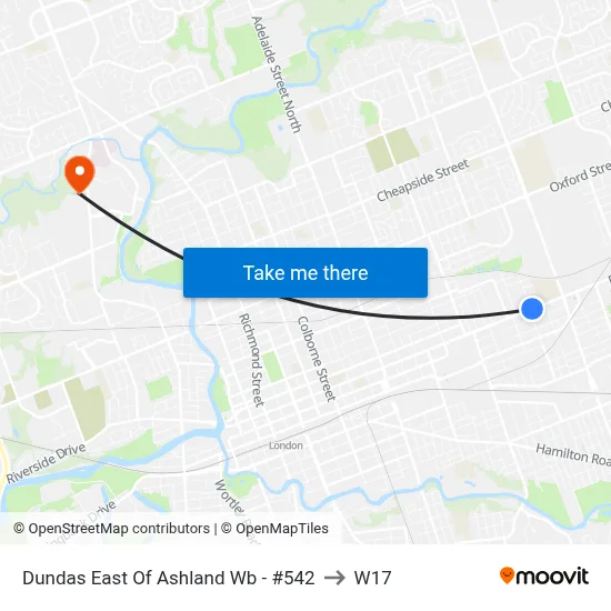 Dundas East Of Ashland Wb - #542 to W17 map