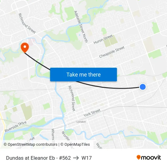 Dundas at Eleanor Eb - #562 to W17 map