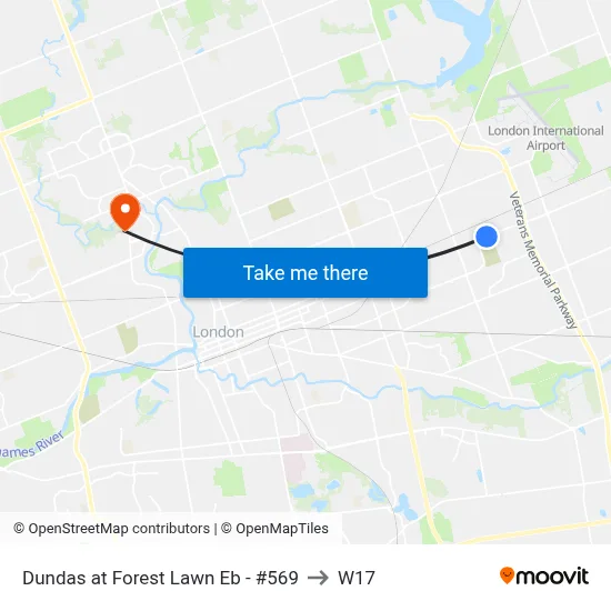 Dundas at Forest Lawn Eb - #569 to W17 map
