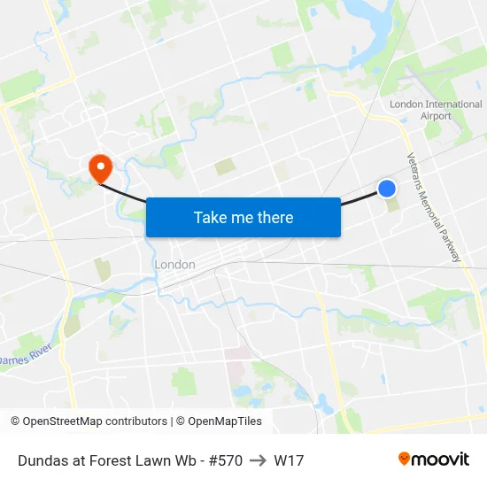 Dundas at Forest Lawn Wb - #570 to W17 map