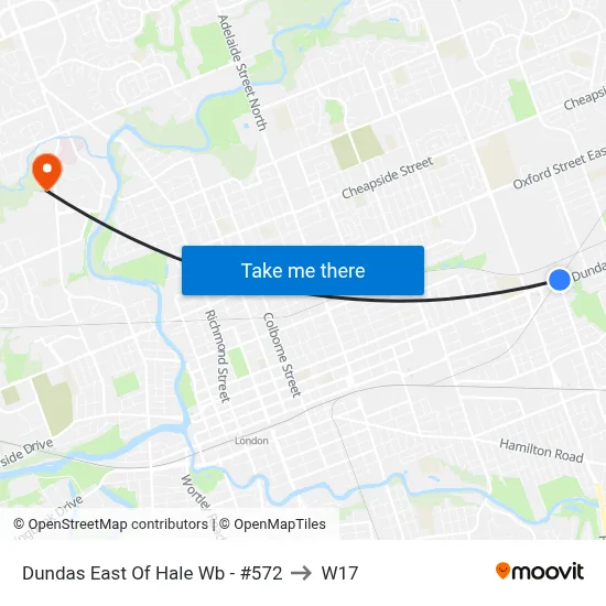Dundas East Of Hale Wb - #572 to W17 map