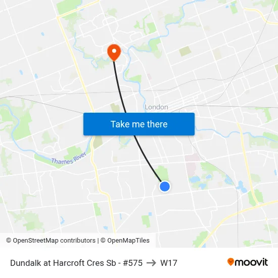 Dundalk at Harcroft Cres Sb - #575 to W17 map