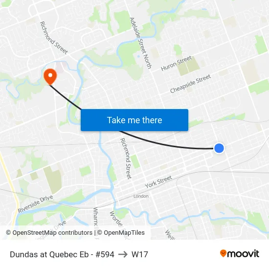 Dundas at Quebec Eb - #594 to W17 map