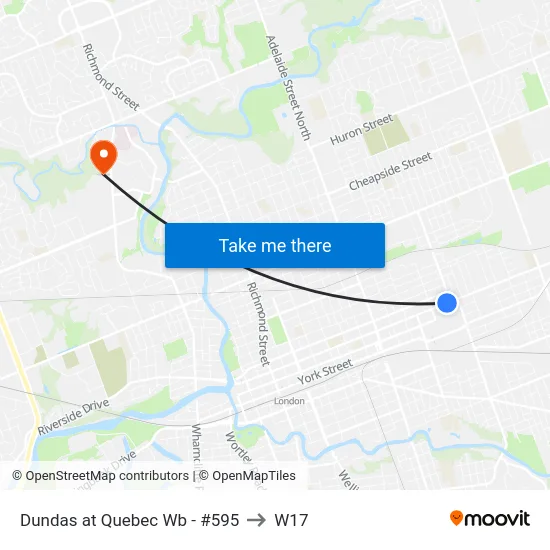 Dundas at Quebec Wb - #595 to W17 map