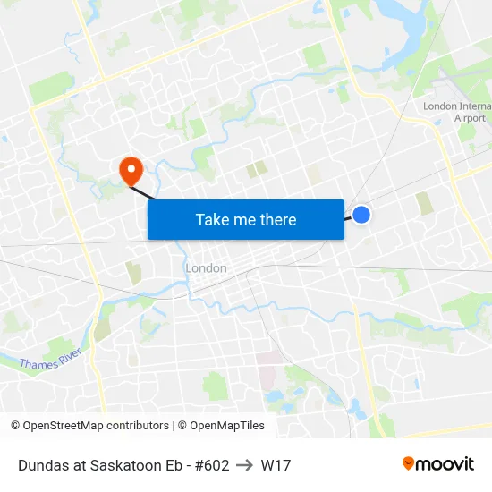 Dundas at Saskatoon Eb - #602 to W17 map
