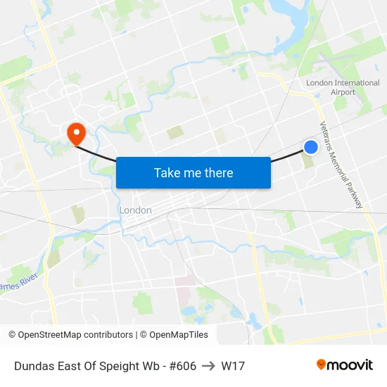 Dundas East Of Speight Wb - #606 to W17 map