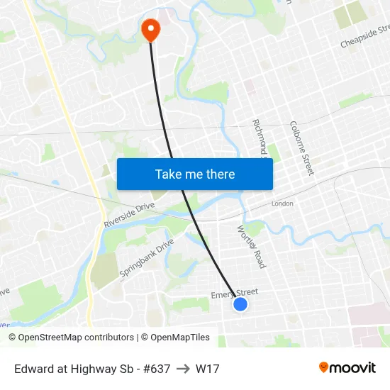 Edward at Highway Sb - #637 to W17 map