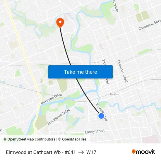 Elmwood at Cathcart Wb - #641 to W17 map