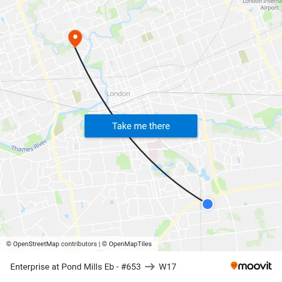 Enterprise at Pond Mills Eb - #653 to W17 map