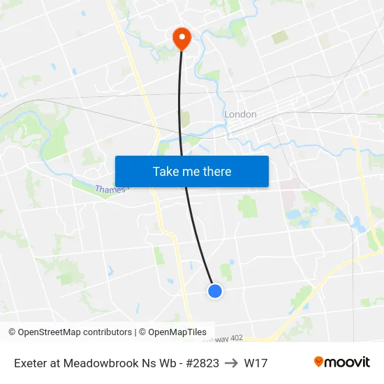 Exeter at Meadowbrook Ns Wb - #2823 to W17 map
