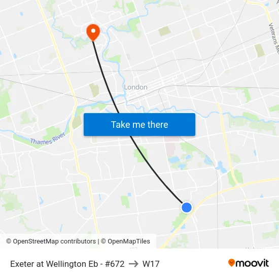 Exeter at Wellington Eb - #672 to W17 map